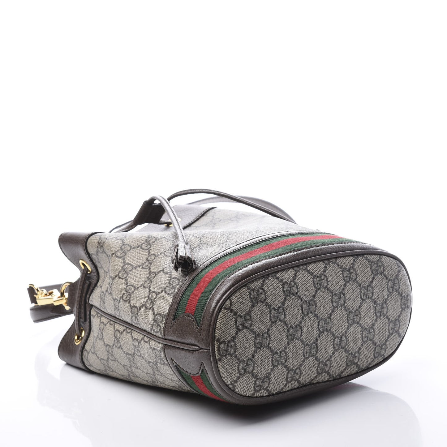 GG Supreme Monogram Web Small Ophidia Bucket Bag Brown
