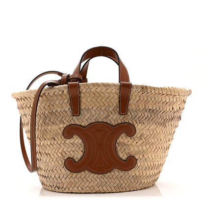 Celine Raffia Calfskin Triomphe Teen Panier Tan 1 of 10