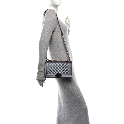 Chanel Iridescent Goatskin Quilted Medium Boy Flap Purple 2 of 10
