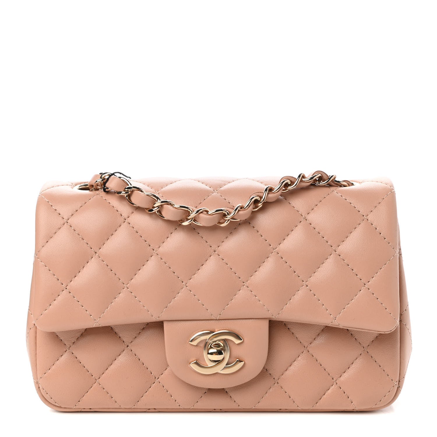 Chanel Lambskin Quilted Mini Rectangular Flap Beige 1 of 11
