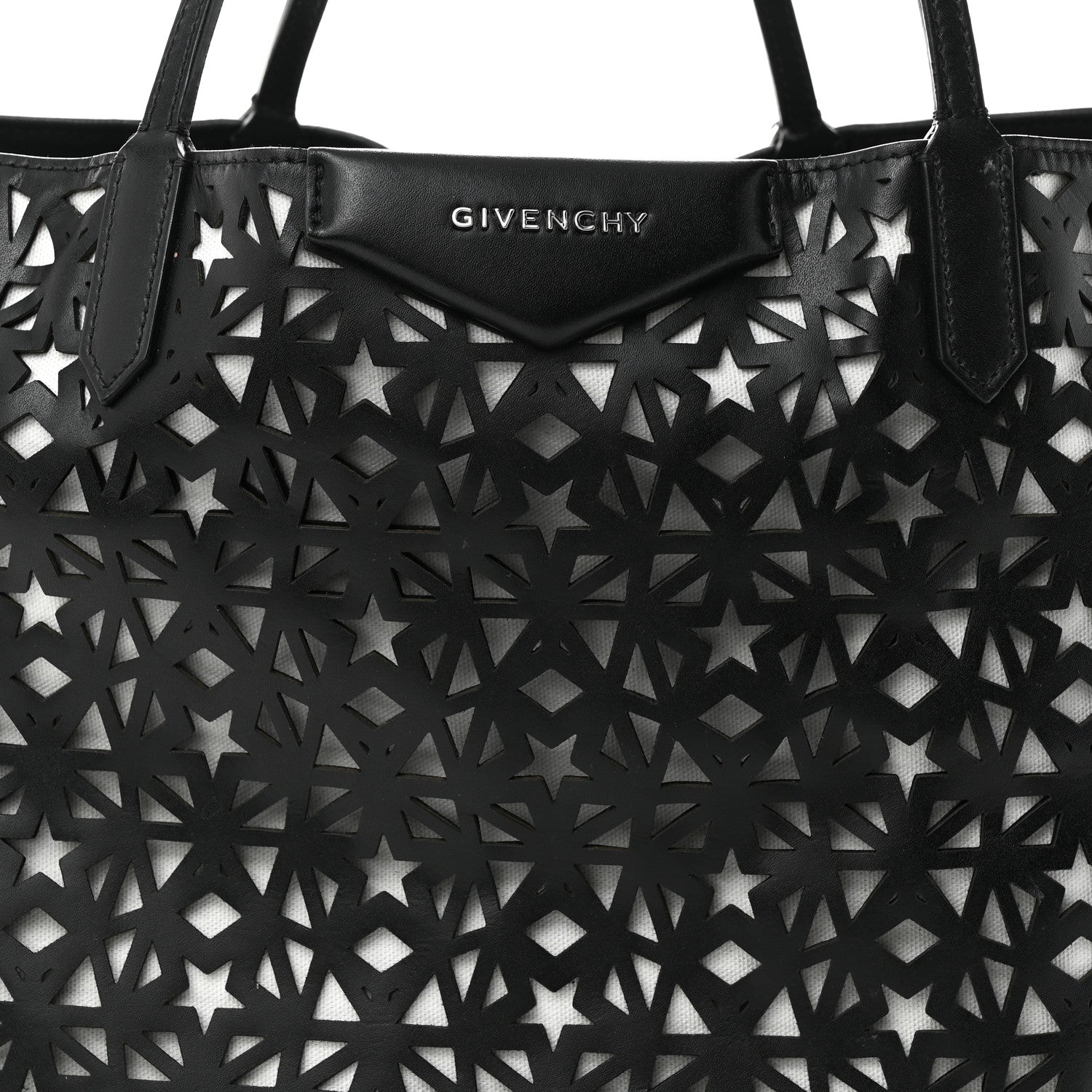 Givenchy Calfskin Lazer Cut Large Antigona Tote Black White 7 of 12