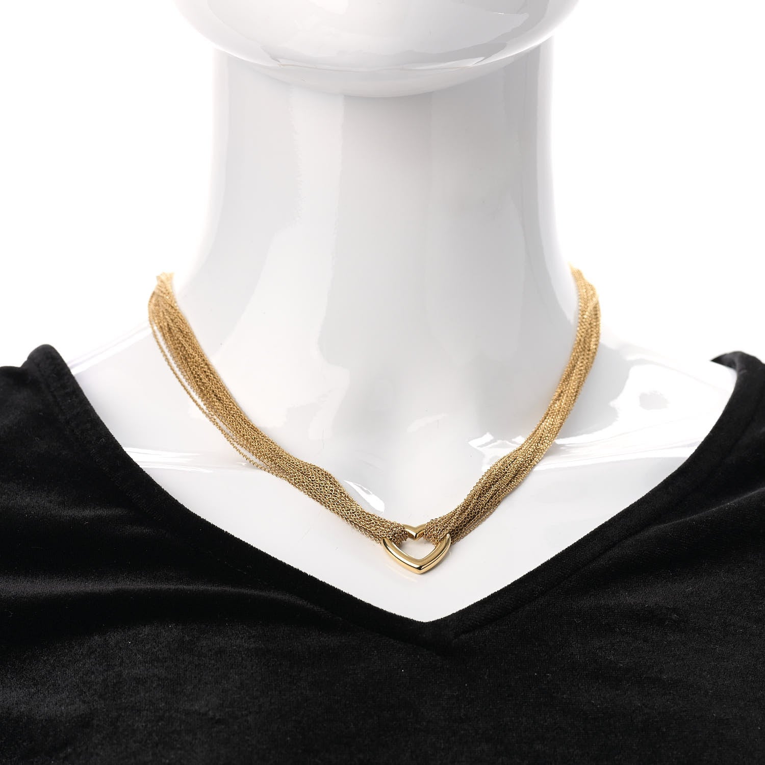 Tiffany 18K Yellow Gold Heart Mesh Toggle Necklace 2 of 4
