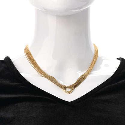 Tiffany 18K Yellow Gold Heart Mesh Toggle Necklace 2 of 4