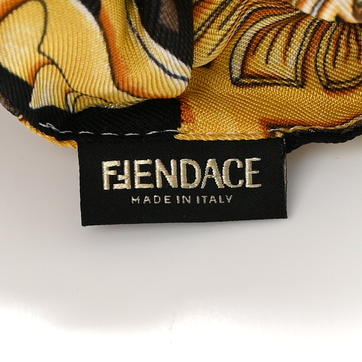 X VERSACE Silk FF Baroque Fendace Hair Scrunchie Black Tobacco