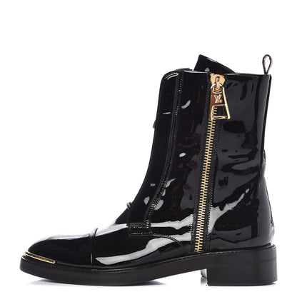 Louis Vuitton Patent Calfskin Monogram Macadam Ranger Combat Boots 37 Black 2 of 14