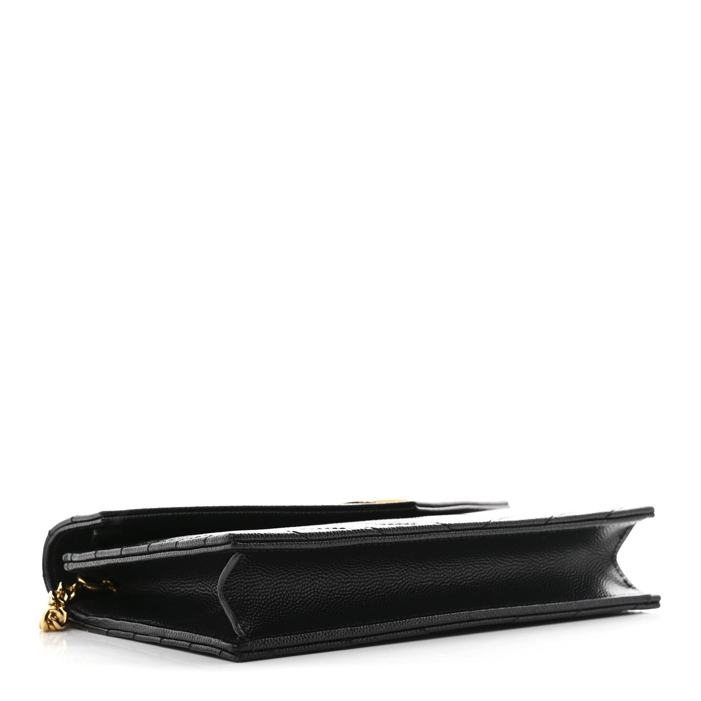 Grain De Poudre Matelasse Chevron Monogram Envelope Chain Wallet Black
