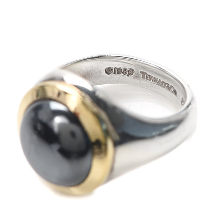 Tiffany Sterling Silver 18K Yellow Gold Hematite Ring 48 4.5 9 of 14