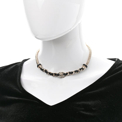 Chanel Metal Lambskin CC Turnlock Choker Necklace Black Gold 2 of 7