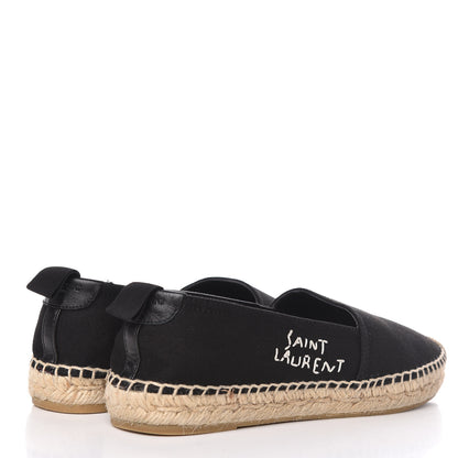 Saint Laurent Canvas Nappa Elba Light Logo Embroidered Espadrilles 35.5 Black 4 of 10