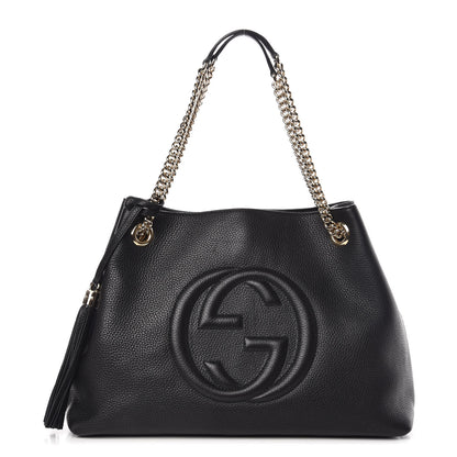 Gucci Pebbled Calfskin Medium Soho Chain Shoulder Bag Black 1 of 10