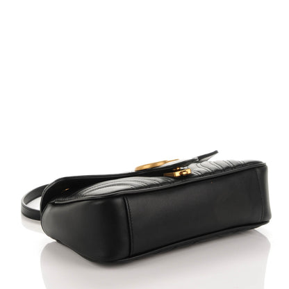 Gucci Calfskin Matelasse Small GG Marmont Shoulder Bag Black 4 of 7