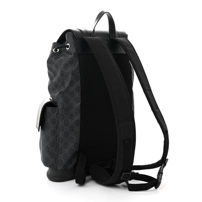 Gucci Soft GG Supreme Monogram Calfskin Web Double Buckle Backpack Black 3 of 11