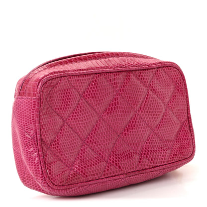 Chanel Lizard Quilted Tassel Clutch Pink 3 of 9