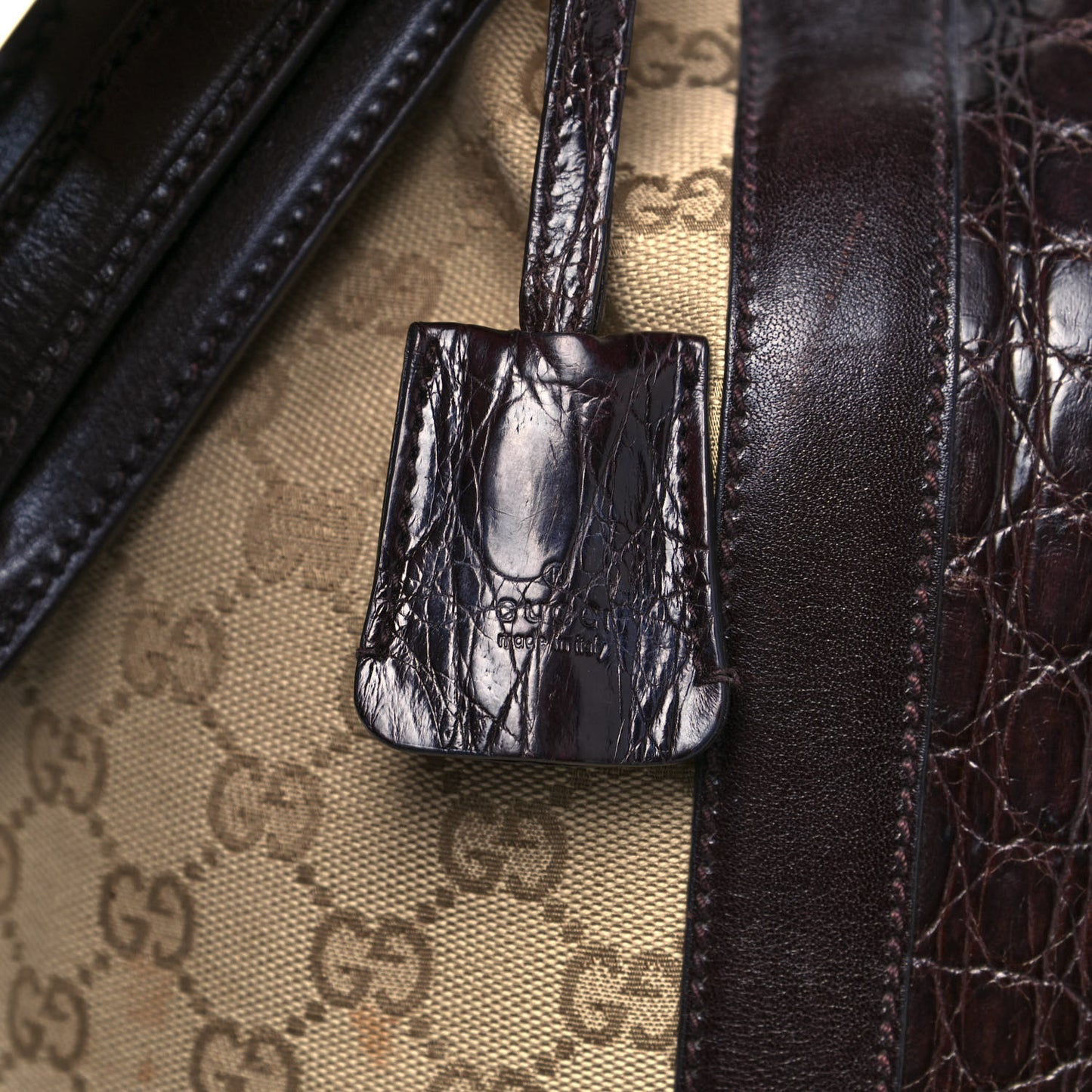 Monogram Crocodile Web Medium Secret Hobo Dark Brown