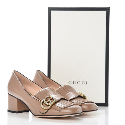 Gucci Malaga Kid Pearly GG Marmont Fringe 50mm Loafer Pumps 38 Porcelain Rose 10 of 10