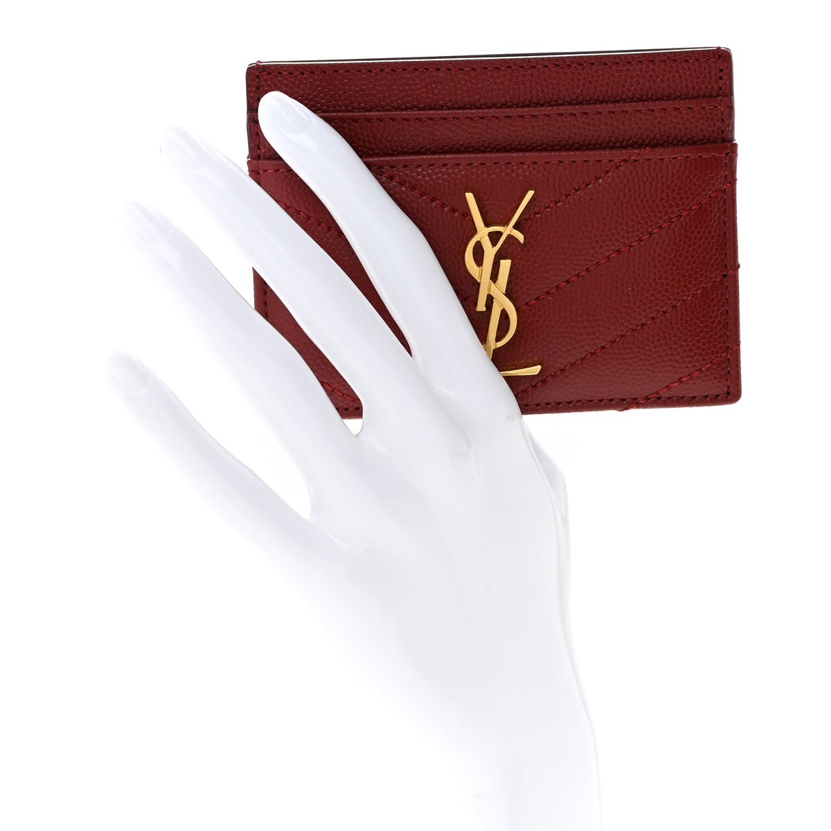 Grain De Poudre Matelasse Chevron Monogram Credit Card Case Palissandre