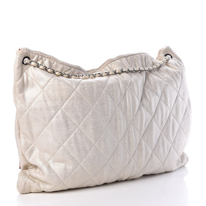 Chanel Metallic Jersey Quilted LA Tote Light Beige 3 of 9