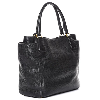 Prada Vitello Daino Side Pocket Tote Nero Black 3 of 8