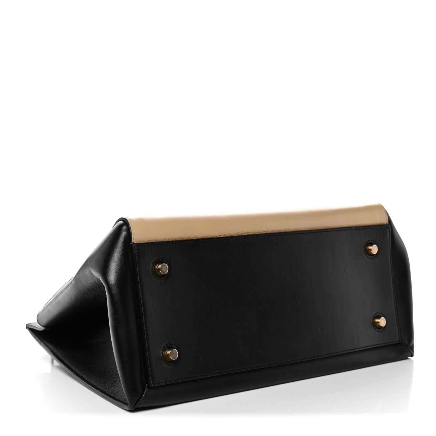 Celine Smooth Calfskin Medium Bi-Color Edge Shoulder Bag Black Beige 4 of 11