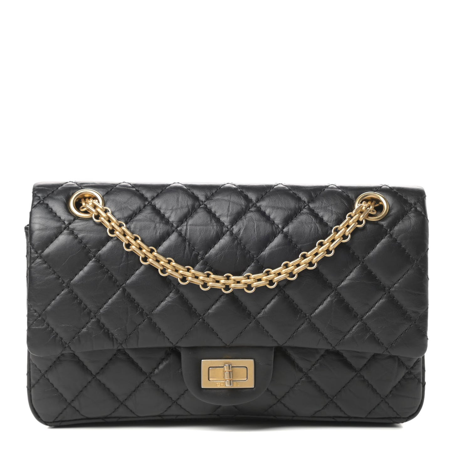Aged Calfskin Quilted 2.55 Reissue 225 Flap Black