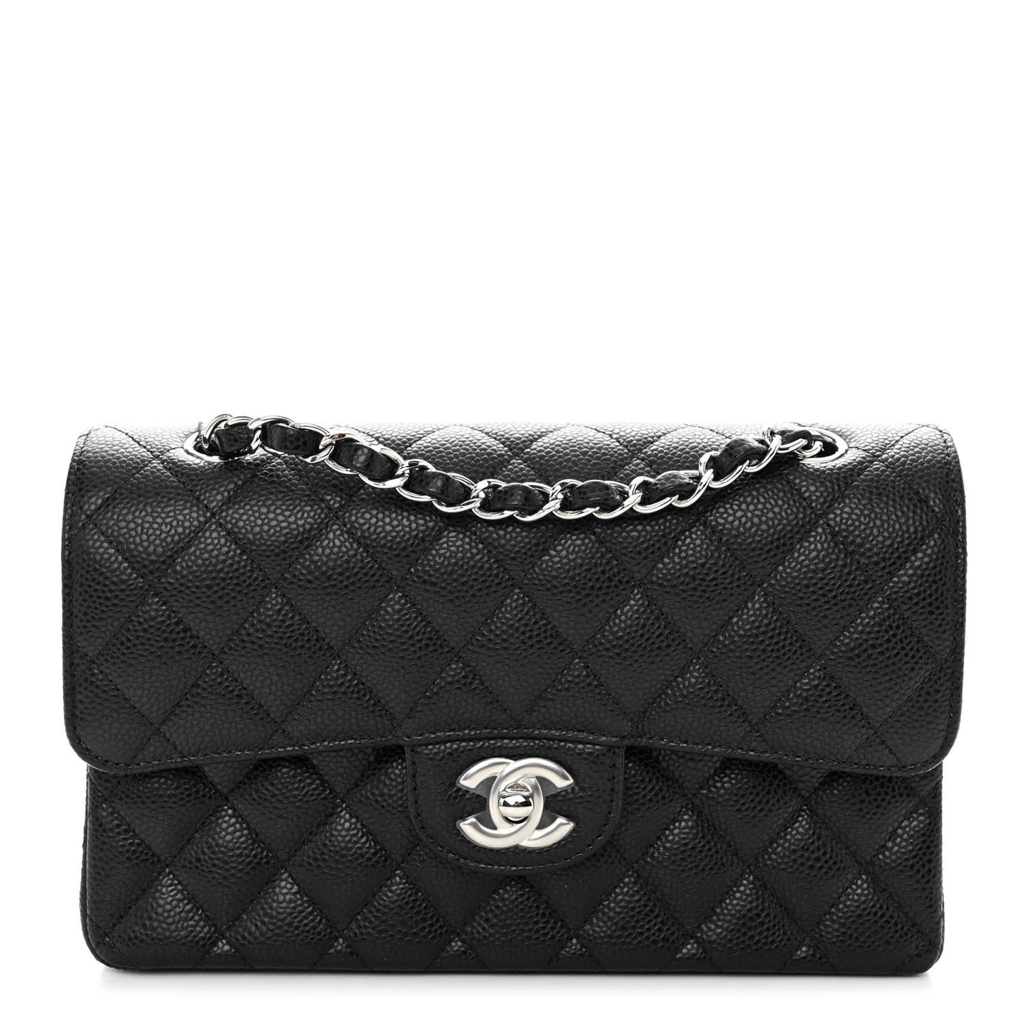 Caviar Quilted Small Double Flap Black