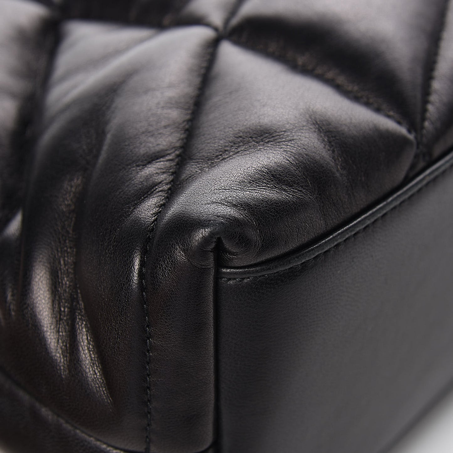Lambskin Quilted Small Loulou Puffer Monogram Chain Satchel Black