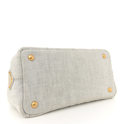 Prada Denim Small Logo Tote Bianco 4 of 12