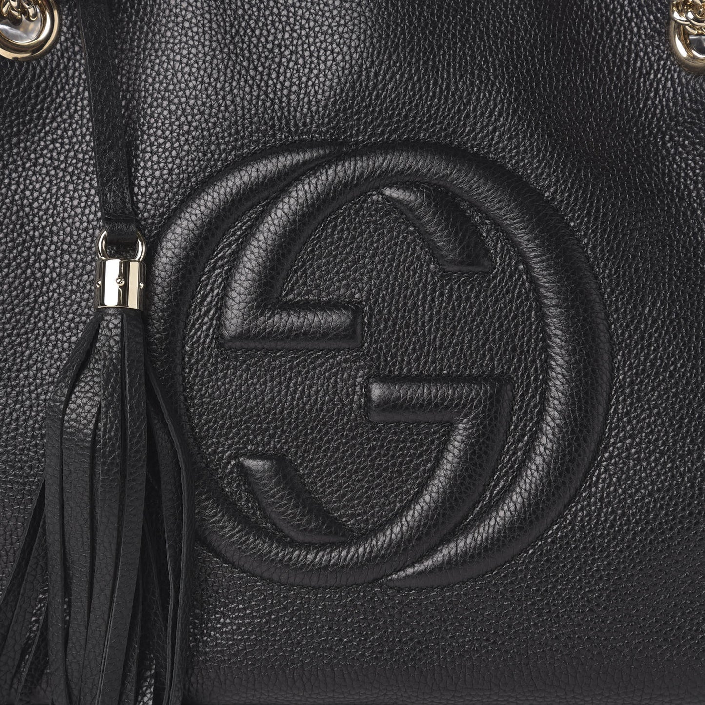 Pebbled Calfskin Medium Soho Chain Shoulder Bag Black