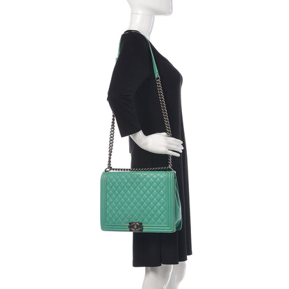 Chanel Calfskin Quilted Large Boy Flap Green 2 of 23