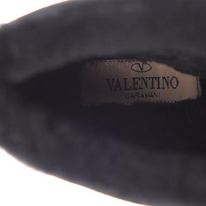 Valentino Garavani Suede Shearling Rockstud Lace-Up Ankle Boots 39.5 Black 9 of 17