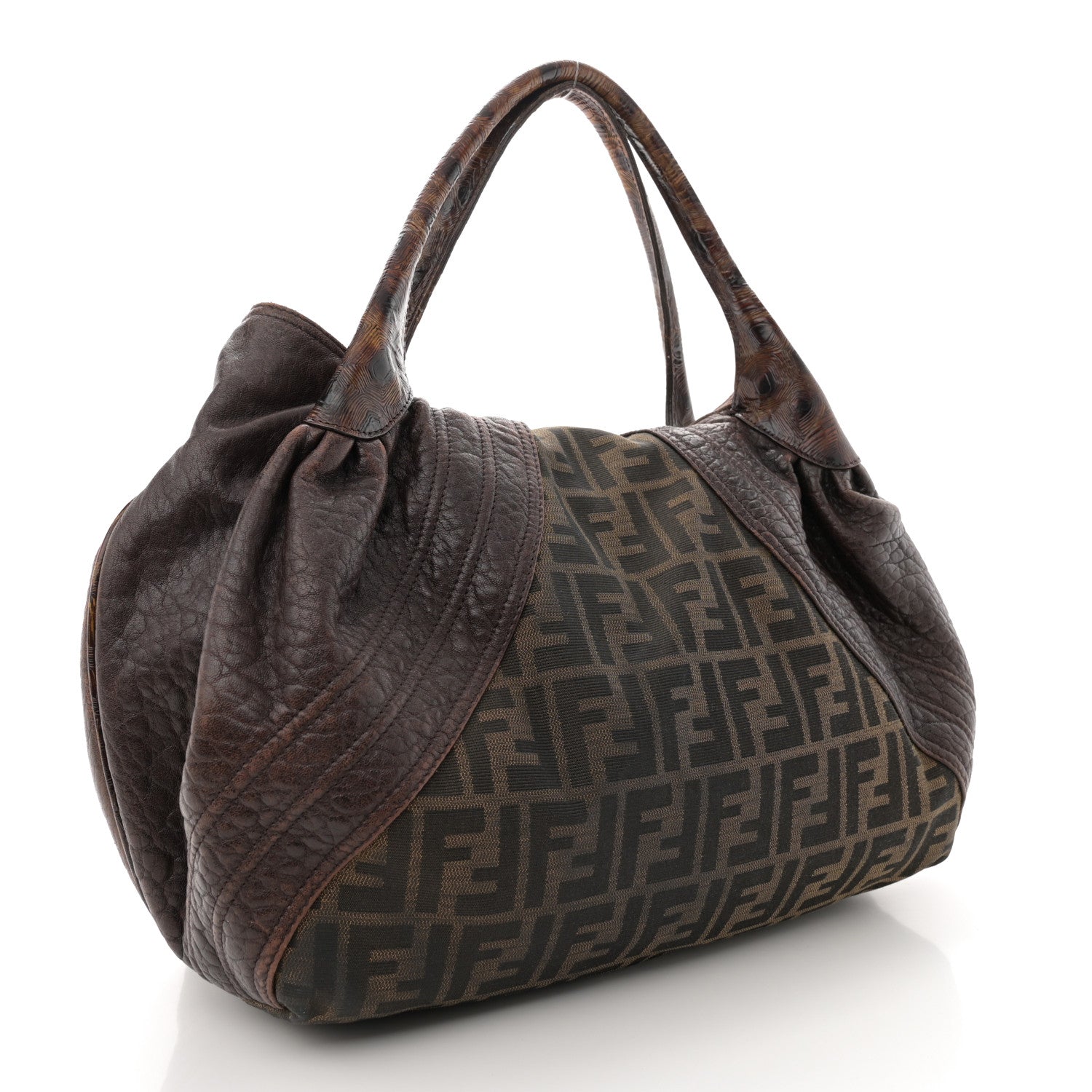 Fendi Zucca Nappa Nuvolata Vitello Tortuga Spy Tobacco Moro 3 of 18