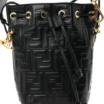 Fendi Vitello Liberty F is Fendi FF 1974 Embossed Mini Mon Tresor Bucket Bag Black 9 of 16