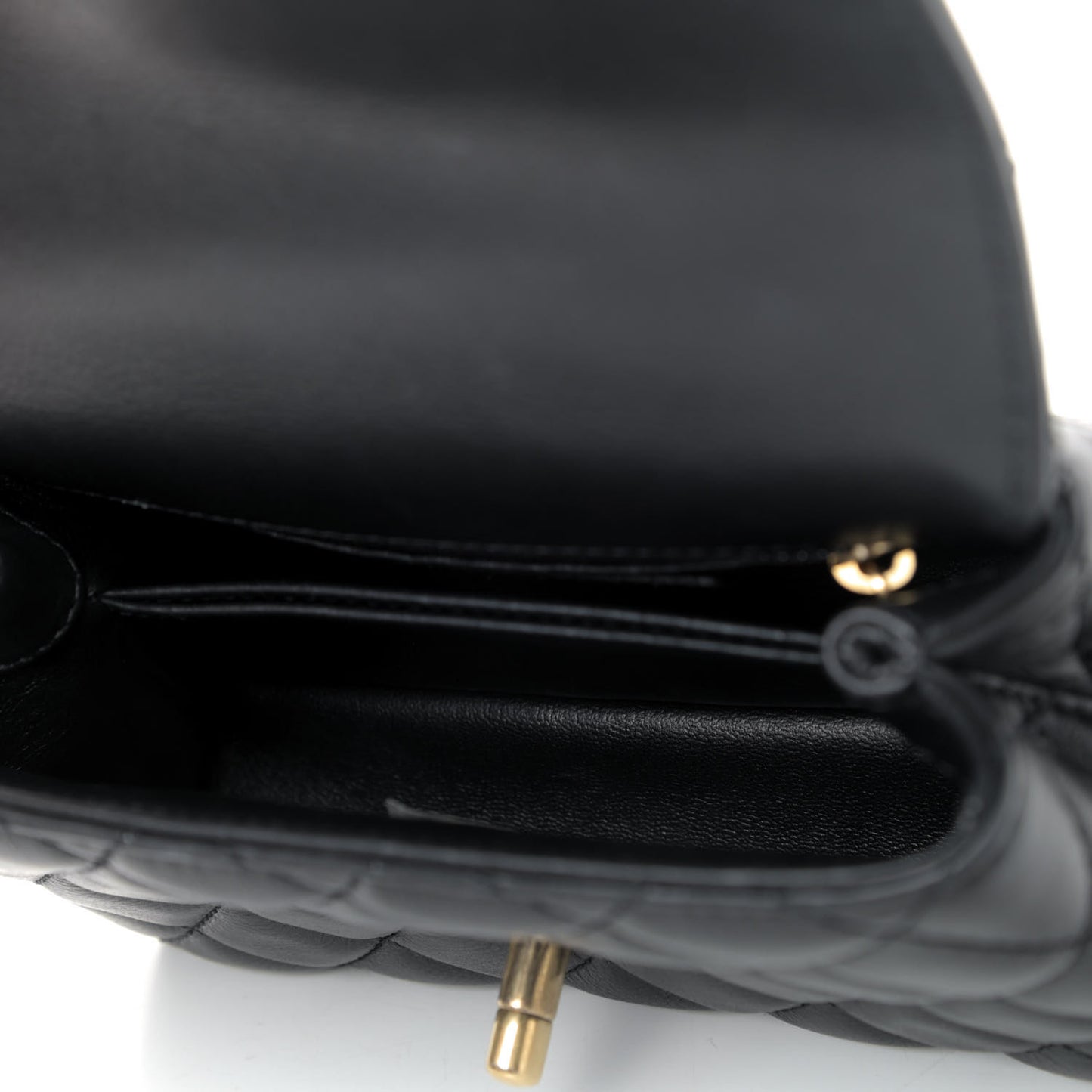 Calfskin Crystal Quilted Extra Mini Coco Handle Flap Black