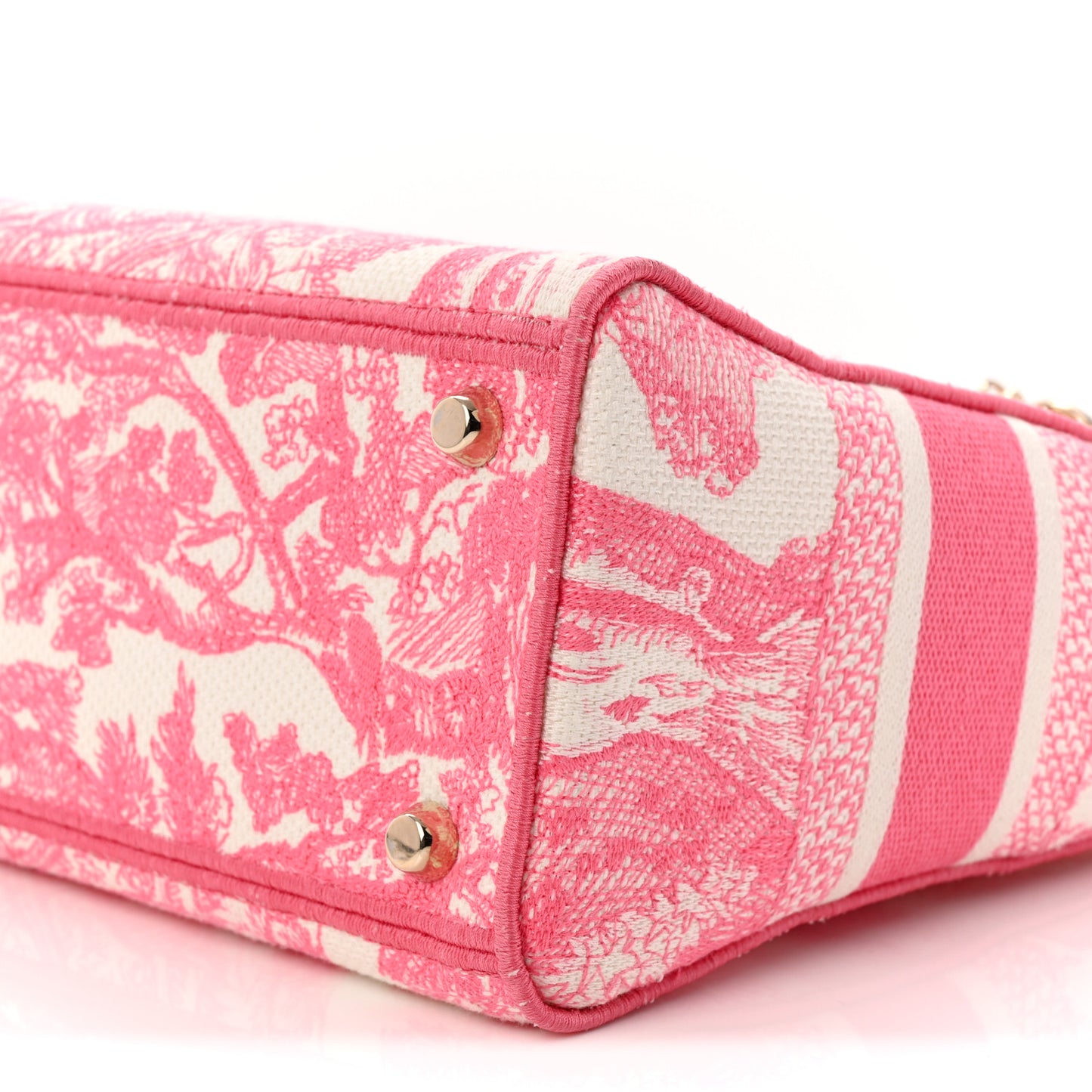 Canvas Toile De Jouy Reverse Embroidered Medium Lady D-Lite Fluorescent Pink