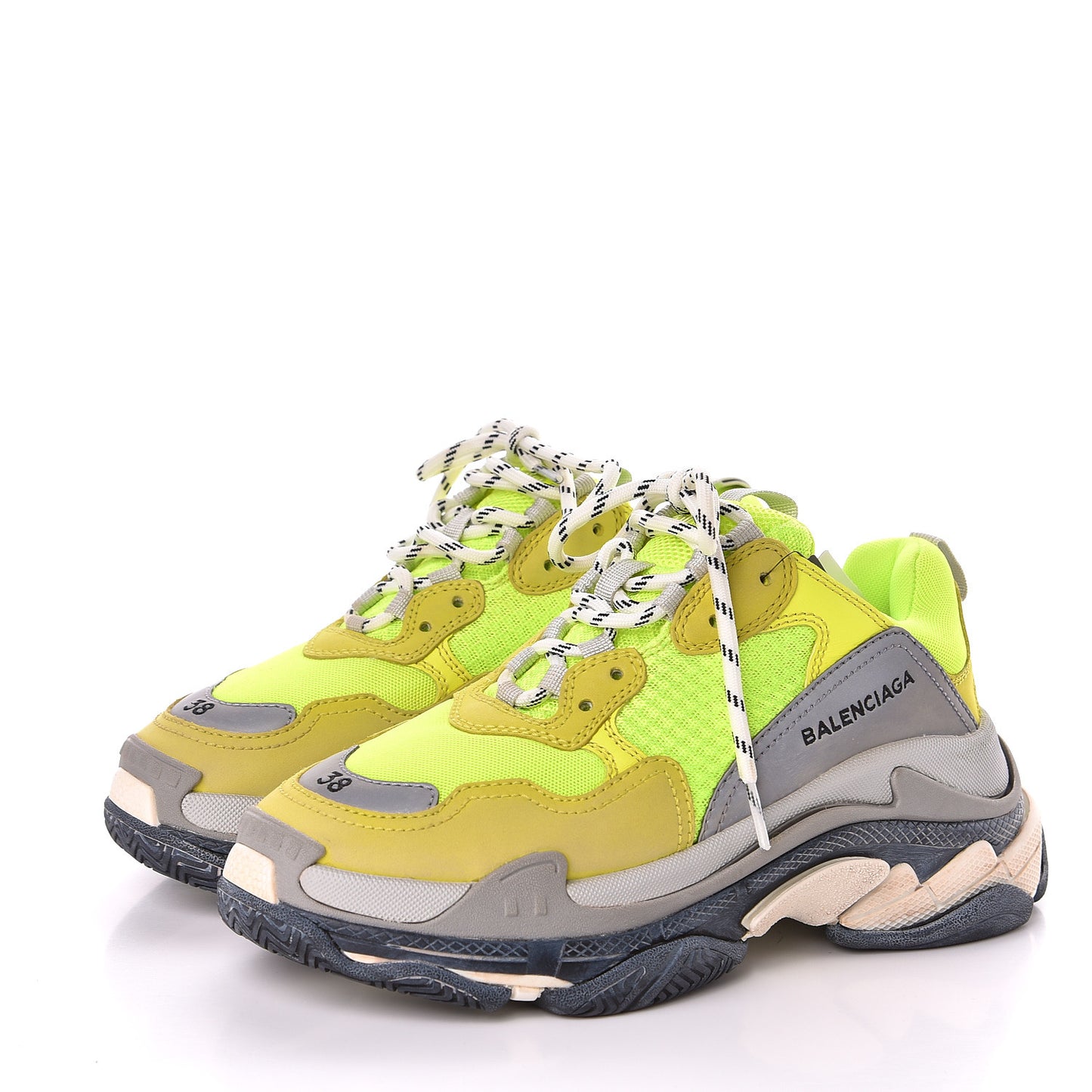 Fabric Mesh Womens Triple S Sneakers 38 Jaune Fluo