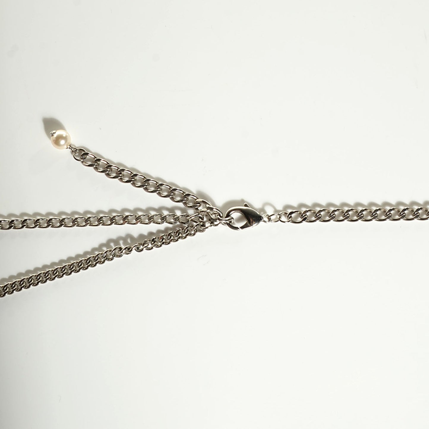 Pearl CC Multi Strand Necklace Silver