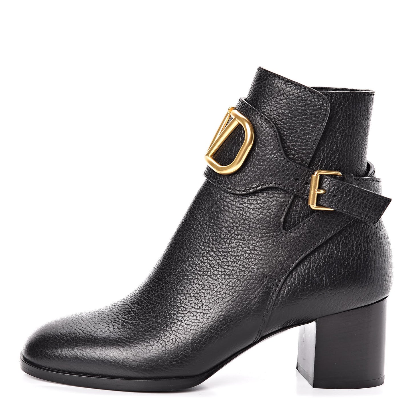 Grainy Cowhide VLOGO Ankle Boots 38 Black