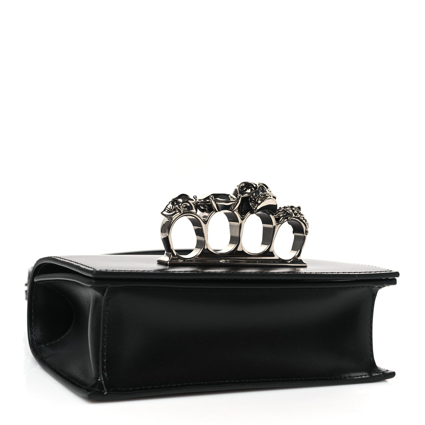 Calfskin Jeweled Mini The Biker Knuckle Satchel Black