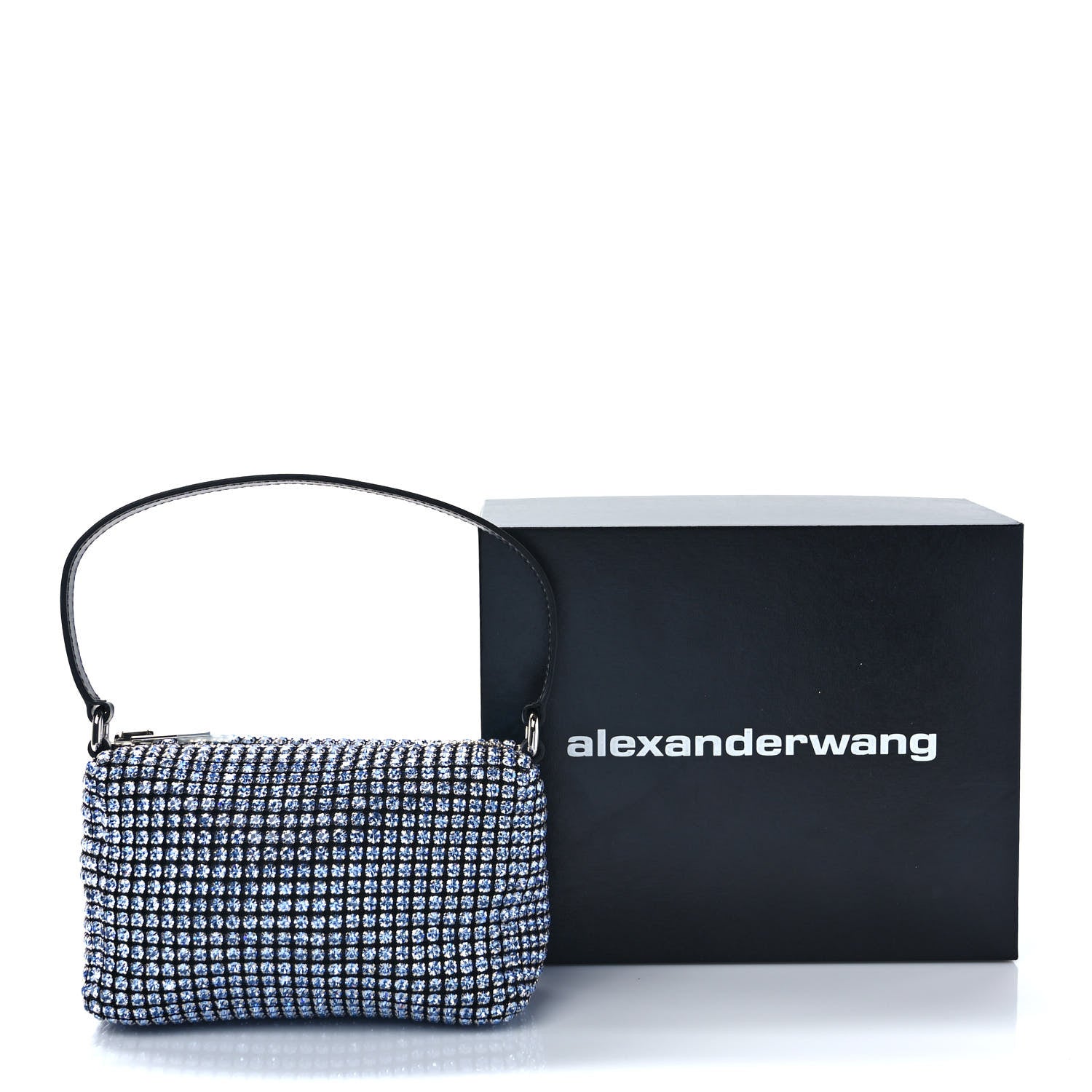Alexander Wang Mesh Crystal Rhinestone Mini Heiress Pouch Baby Blue 10 of 10
