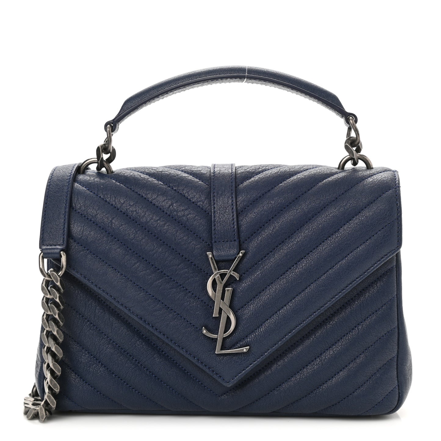 Sheepskin Matelasse Monogram Medium College Bag Navy