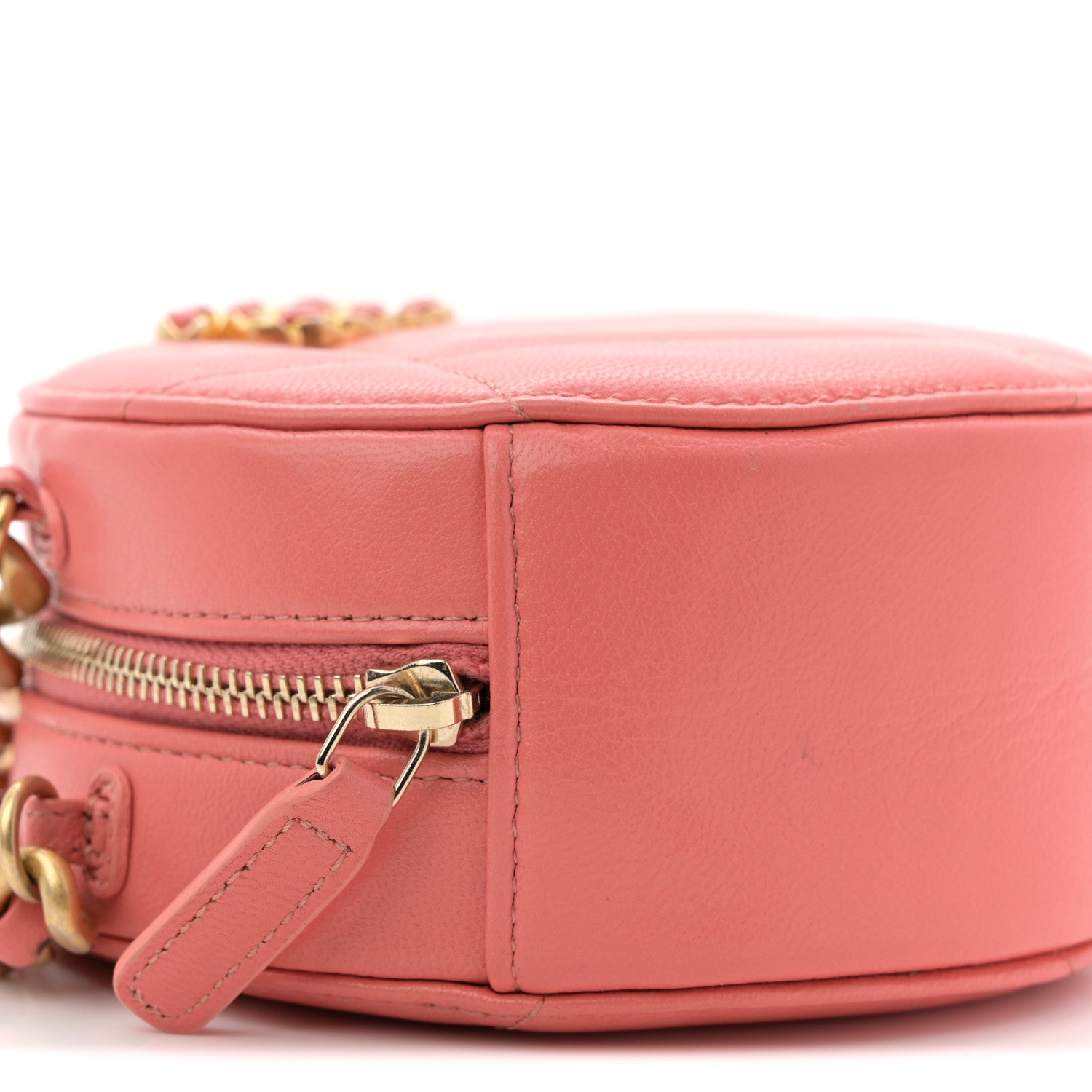 Chanel Lambskin Quilted Chanel 19 Round Clutch With Chain Pink 9 of 12