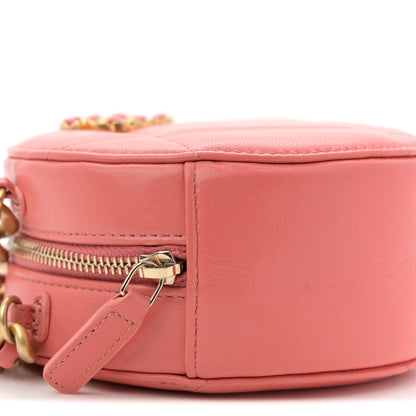 Chanel Lambskin Quilted Chanel 19 Round Clutch With Chain Pink 9 of 12