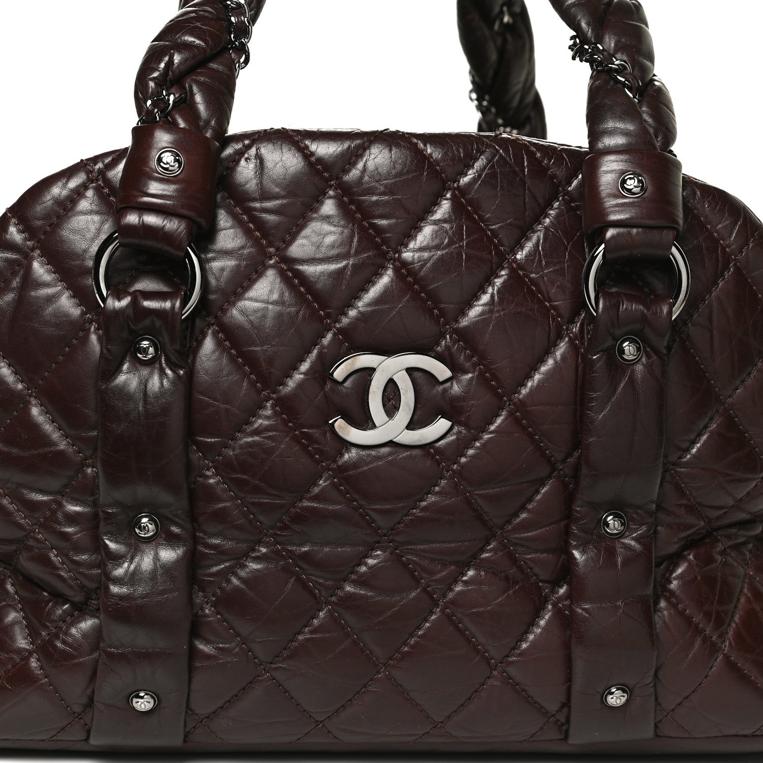 Chanel Distressed Lambskin Vintage Ligne Lady Braid Tote Brown 7 of 11