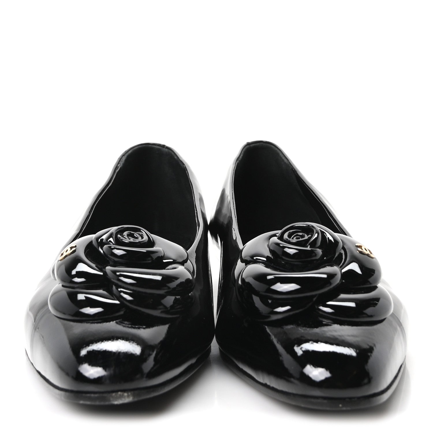 Chanel Patent Camellia Ballerina Flats  40 Black 3 of 9