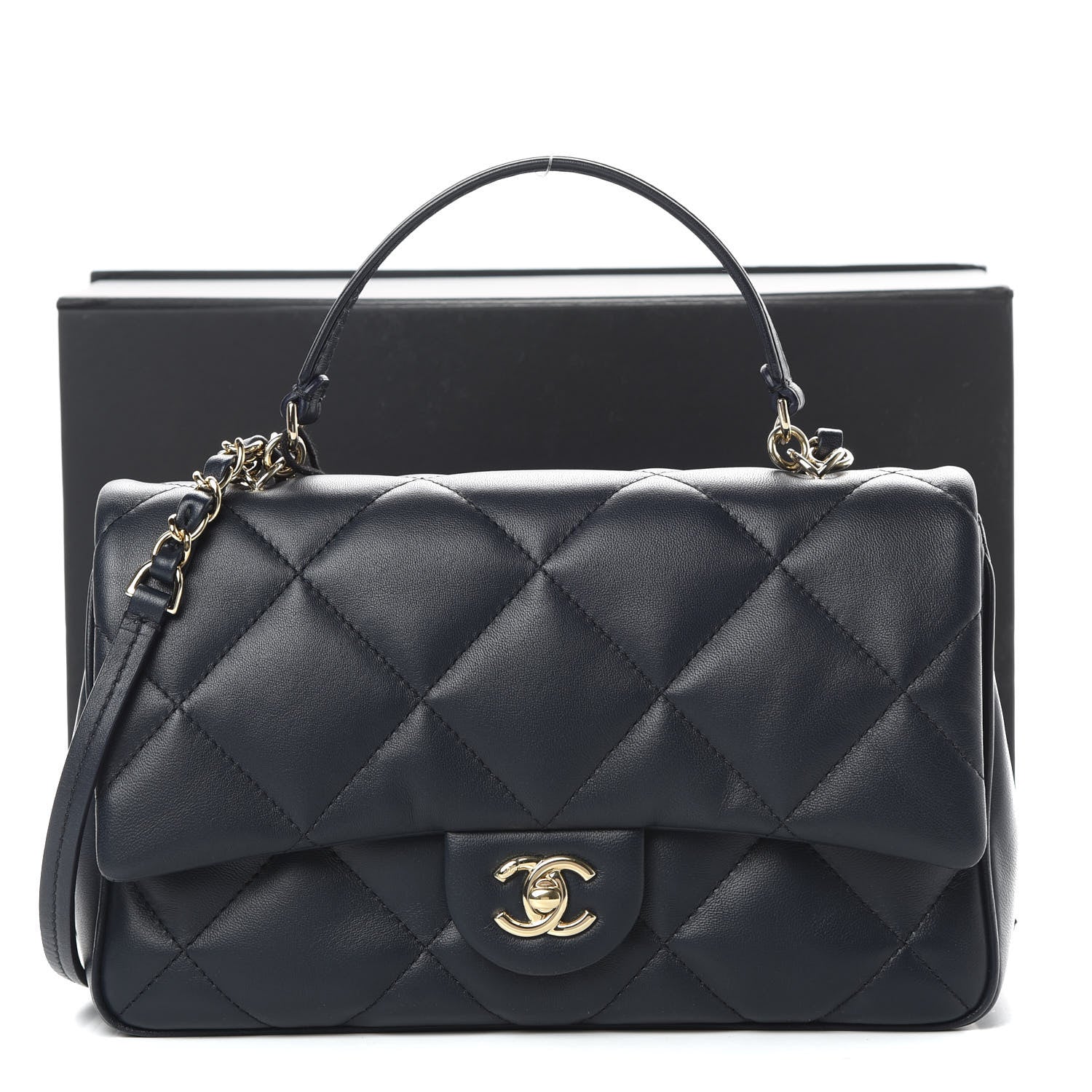 Chanel Lambskin Quilted Easy Carry Flap Navy 11 of 11