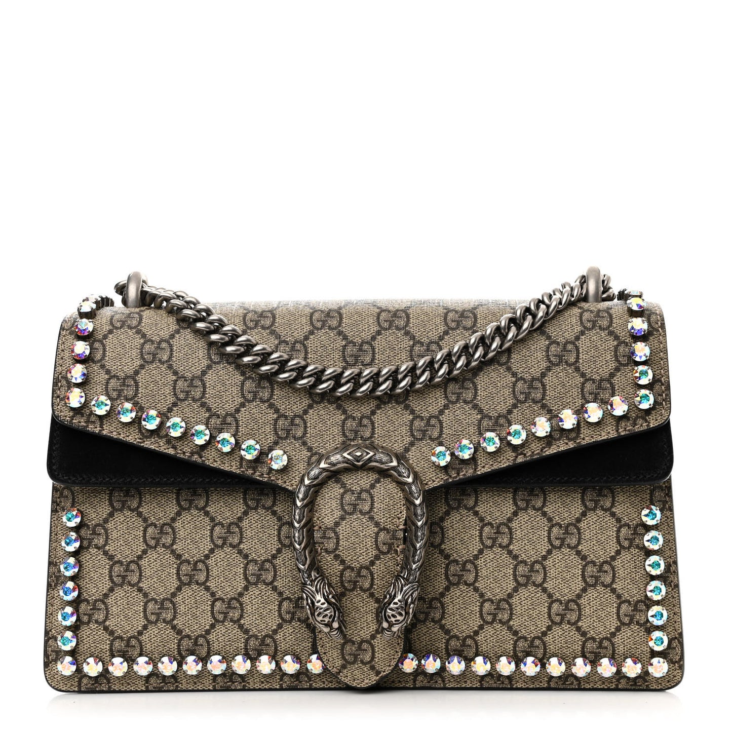 GG Supreme Monogram Crystal Small Dionysus Shoulder Bag Black
