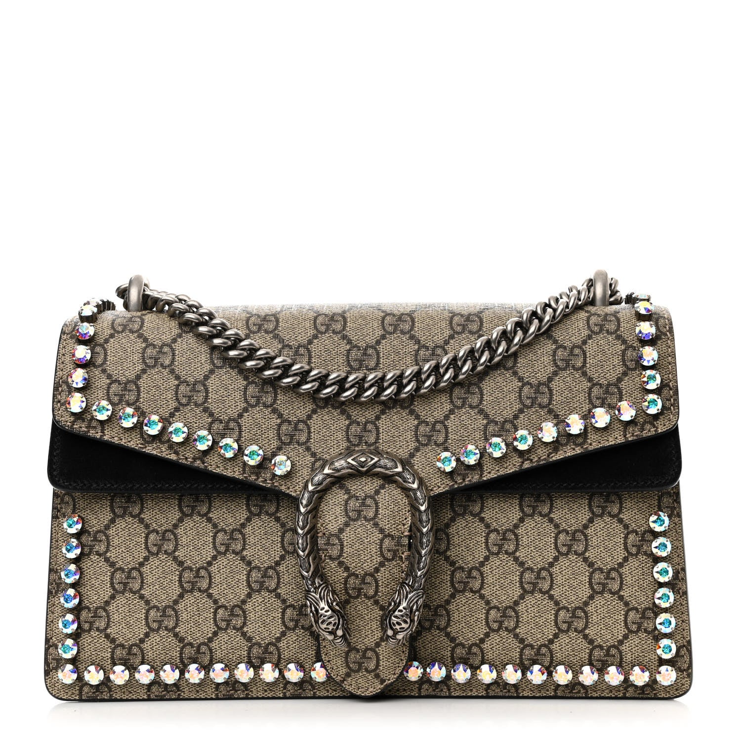 Gucci GG Supreme Monogram Crystal Small Dionysus Shoulder Bag Black 1 of 12