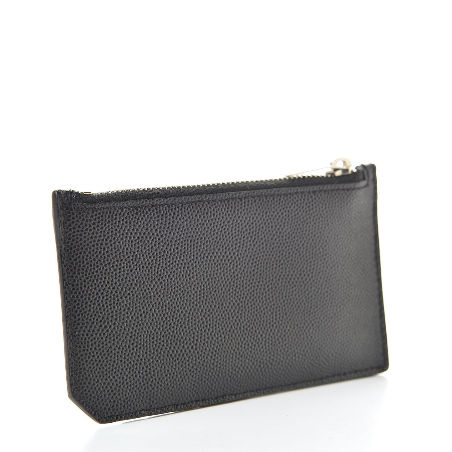 Grained Calfskin 5 Fragments Zip Pouch Card Holder Black