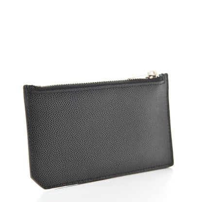 Saint Laurent Grained Calfskin 5 Fragments Zip Pouch Card Holder Black 3 of 8