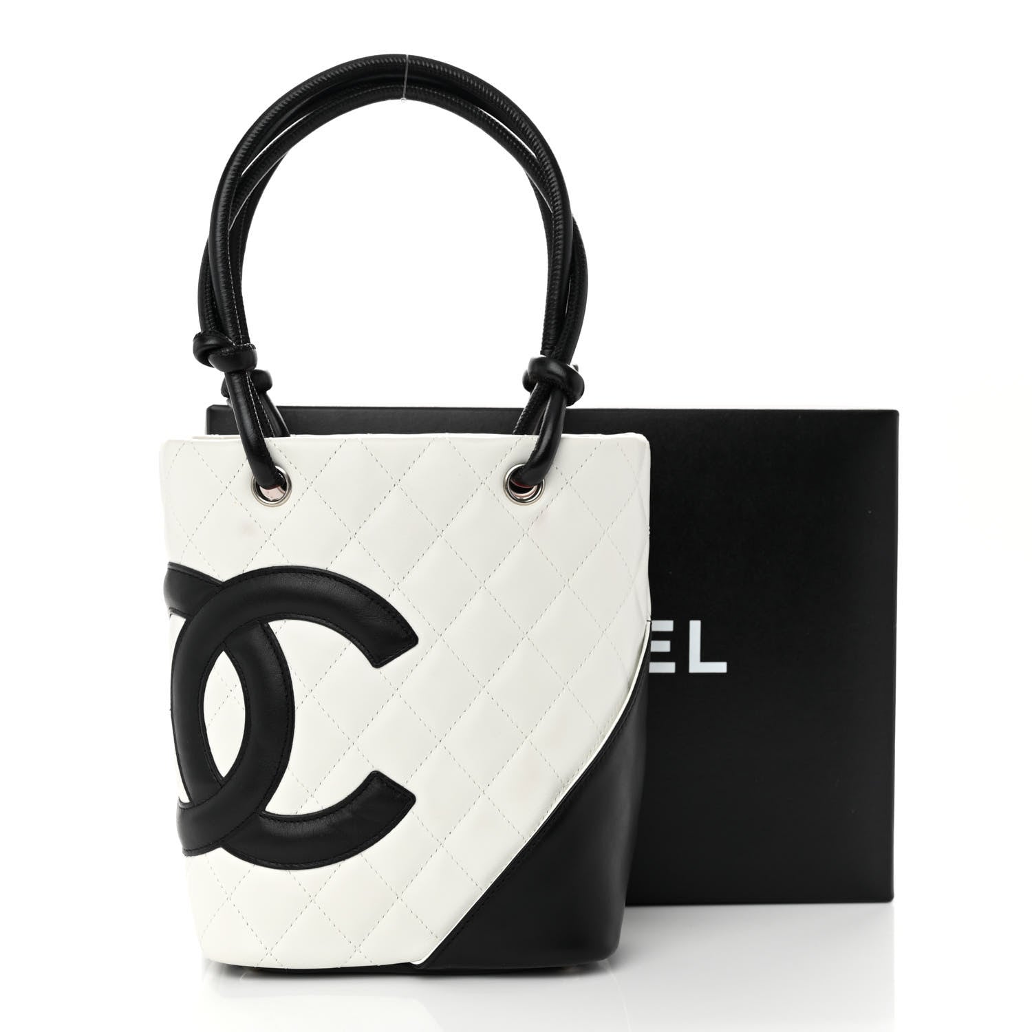 Chanel Calfskin Quilted Small Cambon Tote White Black 11 of 11